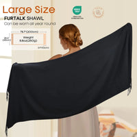 FURTALK Women's Pashmina Shawls and Wraps for Evening Dress Long Scarf Wedding Bride Bridesmaid Shawl Gifts One Size Black