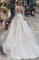 "Enchanting Abernathy Illusion Lace A-Line Tulle Wedding Dress - Your Dream Gown Awaits!"