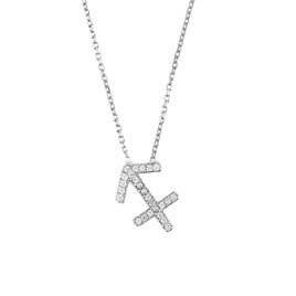 Zodiac Star Sign Pendant Necklace Silver Sagittarius