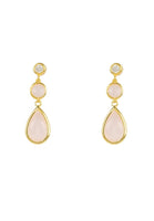 Tuscany Gemstone Drop Earring Gold Rose Quartz