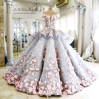 Colorful Luxury Wedding Dresses Pink Flowers Dreamy Ball Gown Wedding Gowns Princess Bride Dress 2017 Vestido De Noiva Mariage