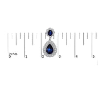 INFINITE JEWELS - Original 18K White Gold 25.0 Cttw Blue Sapphire and Diamond 4 5/8 Cttw Diamond Halo Dangle Earring (G-H Color, SI1-SI2 Clarity)