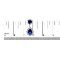 INFINITE JEWELS - Original 18K White Gold Blue Sapphire and Diamond 2.00 Cttw Diamond Halo Drop and Dangle Earring (G-H Color, SI1-SI2 Clarity)