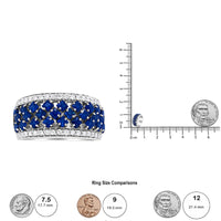 INFINITE JEWELS - Original 18K White Gold 3/8 Cttw Diamond and 2x2mm Princess Cut Blue Sapphire Fashion Band Ring (F-G Color, VS1-VS2 Clarity)