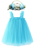 BGFKS Layered Tulle Tutu Dress for Toddler Girls,Baby Girl Rainbow Tutu Princess Skirt Set with Flower Headband. 2T Sky Blue