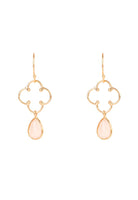 Open Clover Gemstone Drop Earrings Rosegold Rose Quartz