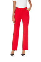 Women's Stretchy Straight Leg Dress Work Pants Business Office Casual Slacks with Pockets 18 Red