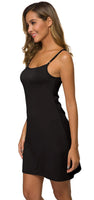 AUHEGN Women's Basic Adjustable Spaghetti Strap Cami Slip Mini Dress XX-Large V_black