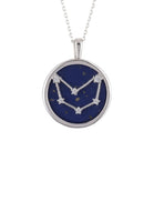 Zodiac Lapis Lazuli Gemstone Star Constellation Pendant Necklace Silver Capricorn