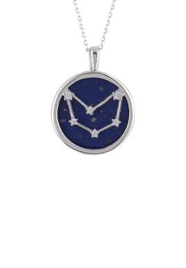 Zodiac Lapis Lazuli Gemstone Star Constellation Pendant Necklace Silver Capricorn