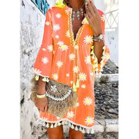 Daisy Print Bohemian Lady Dress