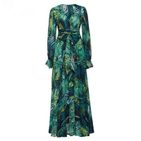 Long Sleeve Dress Tropical Green