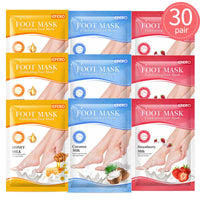 EFERO 30Pair Exfoliating Foot Masks Pedicure Socks Exfoliation for Feet Mask Peel Dead Skin Remover Calluses Whitening Foot Mask