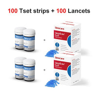 SINOCARE - Original (50pcs/100pcs/200pcs/300/400/500) Safe-Accu Blood Glucose Test Strips and Lancets for Diabetes Tester