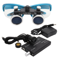 2.5X/3.5X420mm Dental Loupe Magnification Binocular Surgery Surgical Magnifier Dental Lab Medical Loupe 5W Headlight Head Lamp