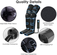 Leg Air Compression Massager Heated for Foot and Calf Thigh Circulation with Handheld Controller 6 massager modes for family