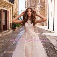 HIRE LNYER - Original Appliques Lace Mermaid Wedding Dresses With Beading Crystal Removable Train China Shop Online Vestido De Noiva Sereia