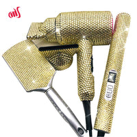 Crystal Hair Flat iron Bling Hair Dryer Rhinestone Wig Brush  Crystal Hot tools Hair Boutique