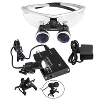 Dental Loupe Dental Lab Medical Loupe Dental Magnifier Binocular 3.5/2.5X Headlight Dentists Headlamp 5W Cloth Case