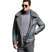 LUHAYESA - Original Quality Thick Sheepskin Coat Shearling Fur Coat Male Formal Red Shearling Clothing Genuine Shearling Coat for Men Outwear