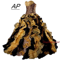 ANGELSBRIDEP - Original Gold Quinceanera Dresses Sweetheart Sexy Off-Shoulder Crystal Beading Bodice Full-Length Ball Gown Custom