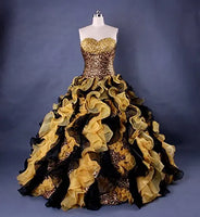 ANGELSBRIDEP - Original Gold Quinceanera Dresses Sweetheart Sexy Off-Shoulder Crystal Beading Bodice Full-Length Ball Gown Custom