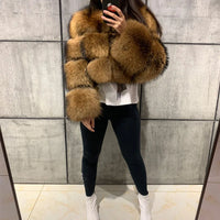 HAINING LEATHER FUR FACTORY OUTLETS - Original Raccoon Fur Coat Women Real Fur Coat Natural Raccoon Fur Coat Long Sleeve