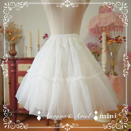 AURORA & ARIEL - Original Casual Lolita Petticoat 60cm White Organza Pettiskirt Midi a Line Under Skirt