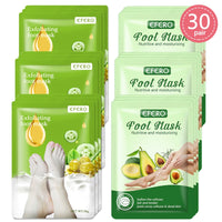 EFERO 30Pair Exfoliating Foot Masks Pedicure Socks Exfoliation for Feet Mask Peel Dead Skin Remover Calluses Whitening Foot Mask