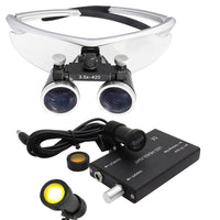 Dental Loupe Dental Lab Medical Loupe Dental Magnifier Binocular 3.5/2.5X Headlight Dentists Headlamp 5W Cloth Case