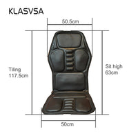 KLASVSA Electric  Heating Vibrating Back Massager Chair In Car Home Office Lumbar Neck Mattress Pain Relief LED  remote control