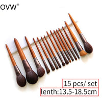 OVW Cosmetic Makeup Tools Brush Set Horse Goat Hair 15 pcs Tapered Blending Make up Brushes Natural Hair Brush Shadow Shader