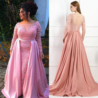 SERENE HILL - Original Luxury Pink  Mermaid  Evening Dresses Emeradald  Green Train Long Sleeves Beading Crystal Evening Gown 2024 - LA6172