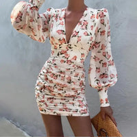 Spring Lantern Sleeve Elegant Mini Dress