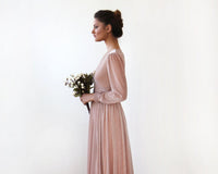 BLUSHFASHION - Original Pink Chiffon Crossover Maxi Dress   #1168