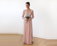 BLUSHFASHION - Original Pink Chiffon Crossover Maxi Dress   #1168