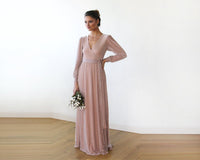 BLUSHFASHION - Original Pink Chiffon Crossover Maxi Dress   #1168