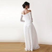 BLUSHFASHION - Original Champagne Rustic Wedding Dress #1182