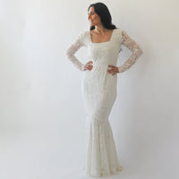 BLUSHFASHION - Original Curvy  Mermaid Lace  Dress With Square Neckline  #1245