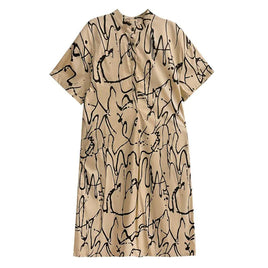 Scribbles Print Loose-Fit Dress