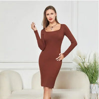 2-In-1 Long Sleeve Dress With Built-In Body Shaper