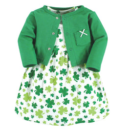 Hudson Baby Baby Girls' Cotton Dress and Cardigan Set 5T Shamrocks