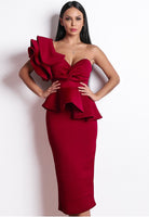 EVELYN BELLUCI - Original Red Ankle Length Cocktail Dress