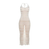 Mariah Mesh Panel Backless Knit Maxi Dress