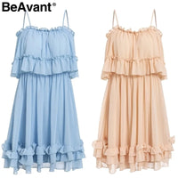 Ruffle Pleated Chiffon Summer Dress