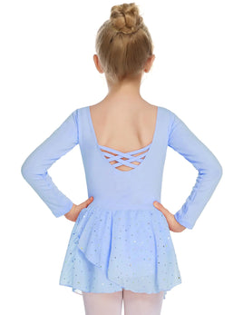 Arshiner Kids Girls Classic Long Sleeve Leotard Dance Ballet Dress Z_blue 4-5T