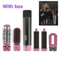 Professional 5 in 1 Hair Dryer And Straightener Brush Hair Curling Iron Heating Comb Hair Styler Detachable Smoothing Brush Kit