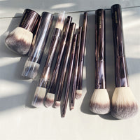 Hourglass Makeup Brushes Set - 10-pcs Powder Blush Eyeshadow Crease Concealer eyeLiner Smudger Metal Handle Brushes