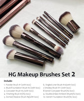 Hourglass Makeup Brushes Set - 10-pcs Powder Blush Eyeshadow Crease Concealer eyeLiner Smudger Metal Handle Brushes