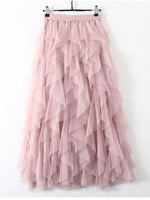 TIGENA - Original Tutu Tulle Long Maxi Skirt Women Fashion 2024 Korean Cute Pink High Waist Pleated Skirt Mesh Female Lady Aesthetic Faldas